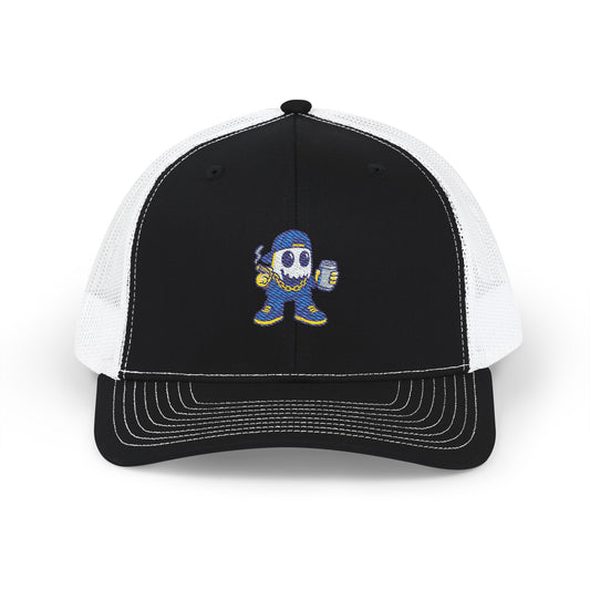 SMOKEY GHOST Embroidered Ghost Snapback Trucker Cap