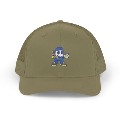 SMOKEY GHOST Embroidered Ghost Snapback Trucker Cap
