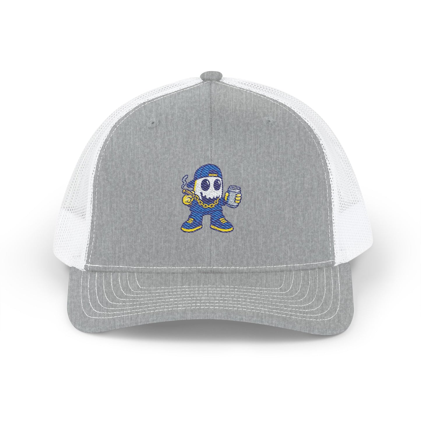 SMOKEY GHOST Embroidered Ghost Snapback Trucker Cap