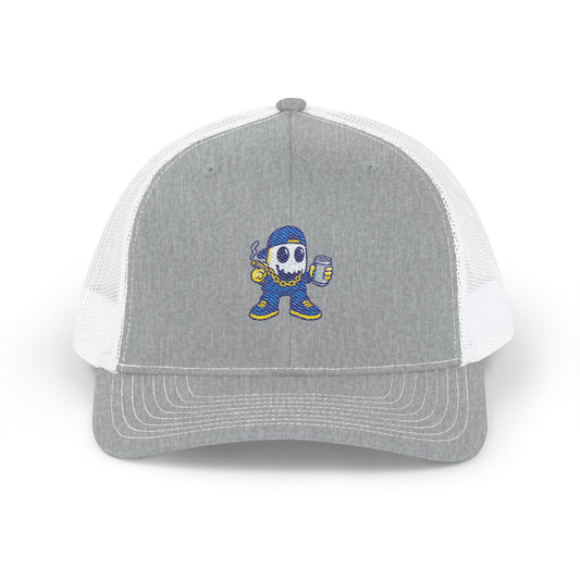 SMOKEY GHOST Embroidered Ghost Snapback Trucker Cap