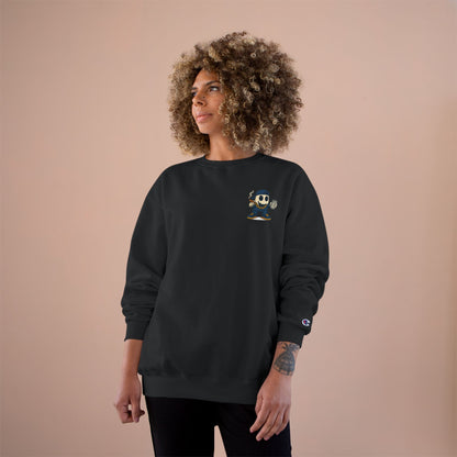 SMOKEY GHOST Screen Printed Champion Sweatshirt - Unisex White Crewneck